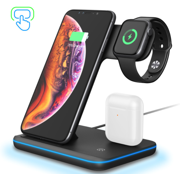 Multiple Function 3 in 1 Fast Wireless Charger Table Stand Cell Phone Holder Charging Station Portable 15W Stand Wireless charge