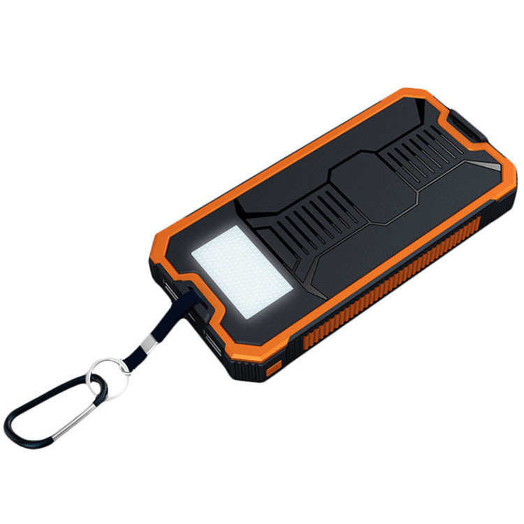 LED Flashlight 12000mAh Solar Power Bank Cell Phone Battery Pack Outdoor Backup Charger