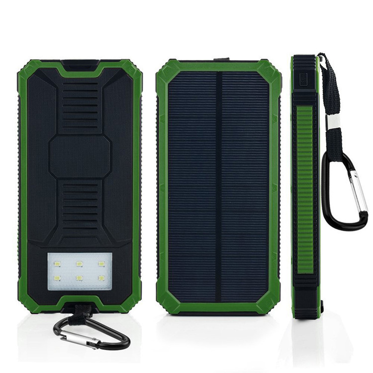 LED Flashlight 12000mAh Solar Power Bank Cell Phone Battery Pack Outdoor Backup Charger