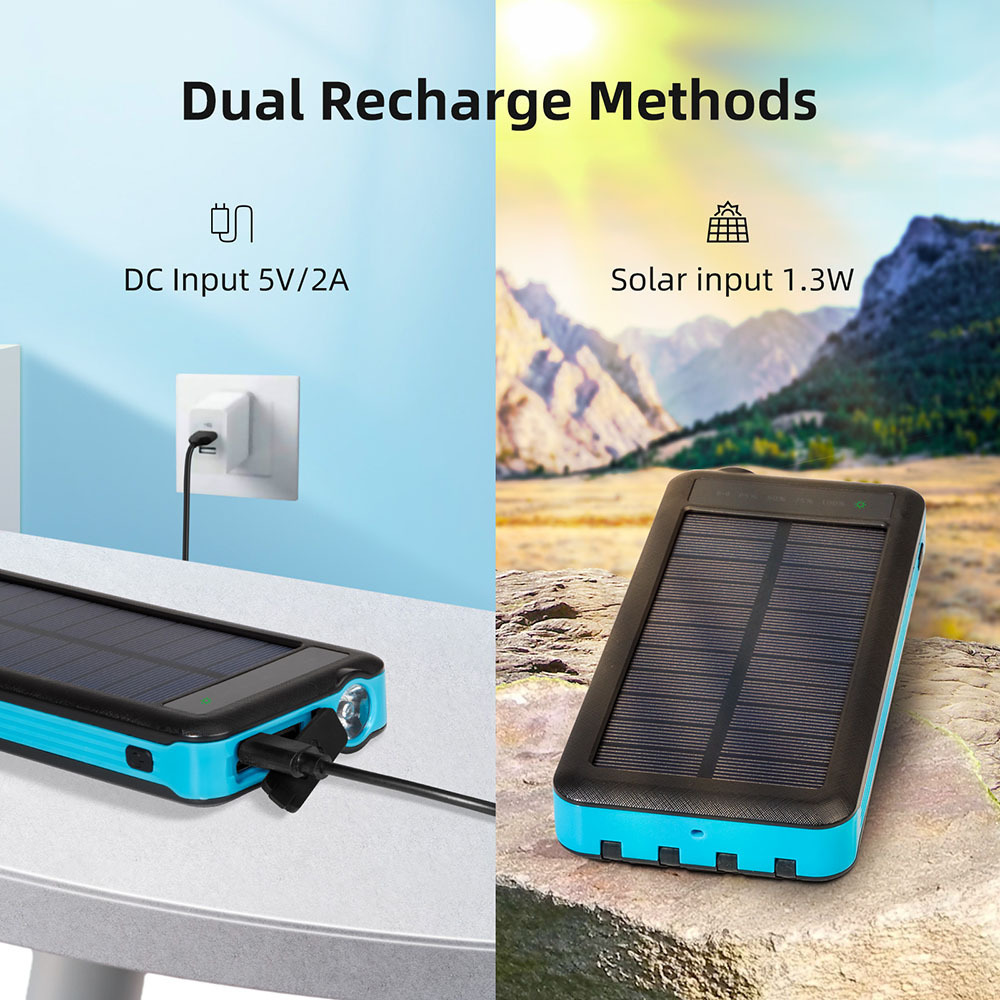 New Solar Power Bank 10000mAh Electronics Portable Charge Flashlight Built In 4-1 Cable Outdoor Waterproof Wireless Power Bank