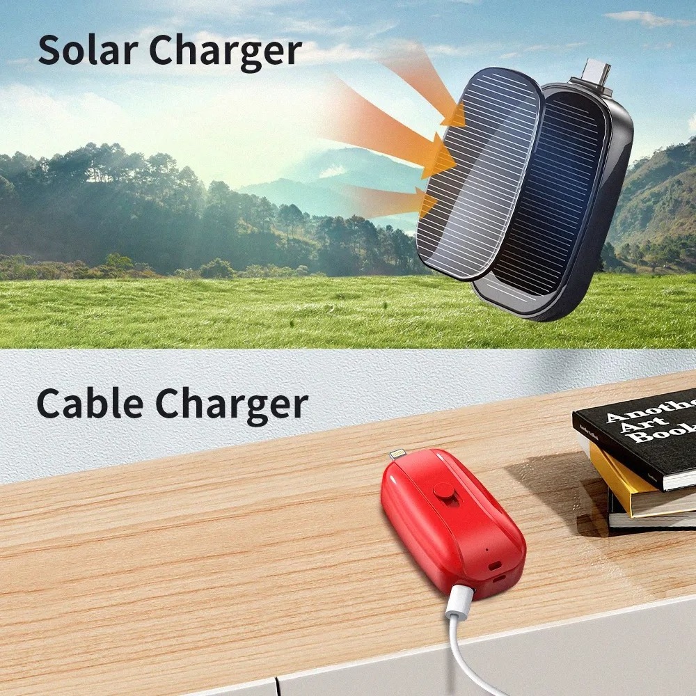 Wholesale Mini cargador portatil Solar Keychain  Power Bank 1200 mAh Solar Pocket Charger