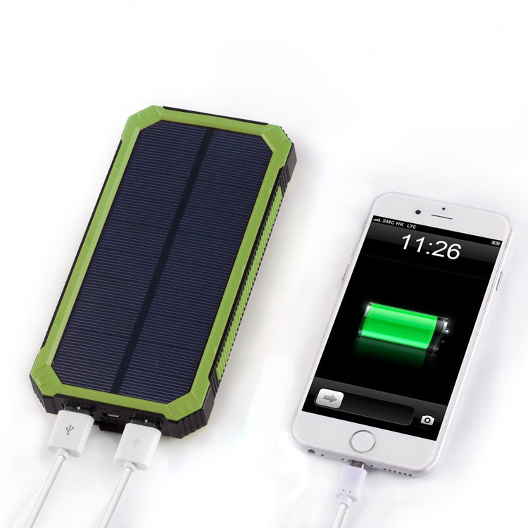 LED Flashlight 12000mAh Solar Power Bank Cell Phone Battery Pack Outdoor Backup Charger