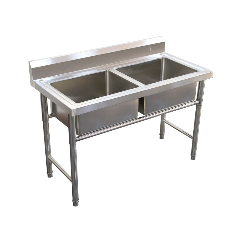 Freestanding Commercial double Bowl Sinks stainless steel hand wash sink for Restaurant