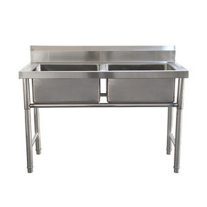 Freestanding Commercial double Bowl Sinks stainless steel hand wash sink for Restaurant