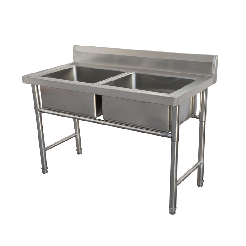 Freestanding Commercial double Bowl Sinks stainless steel hand wash sink for Restaurant