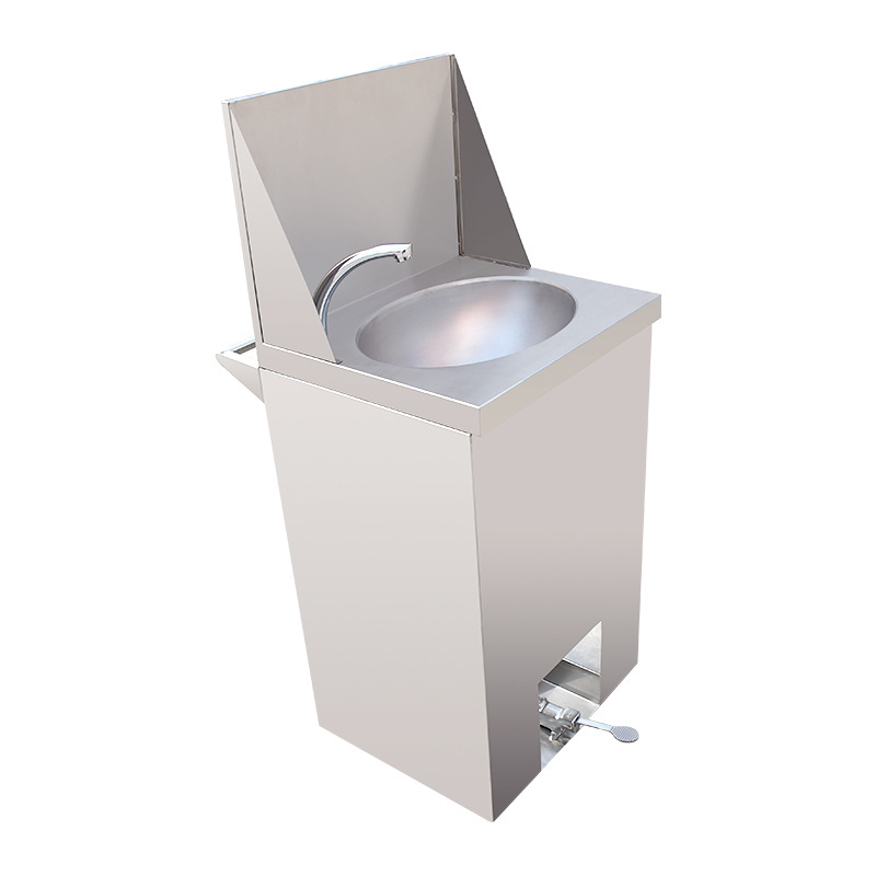 Medical Stainless Steel Foot Operated wash basin Portable Hand Washing Sink with Handle