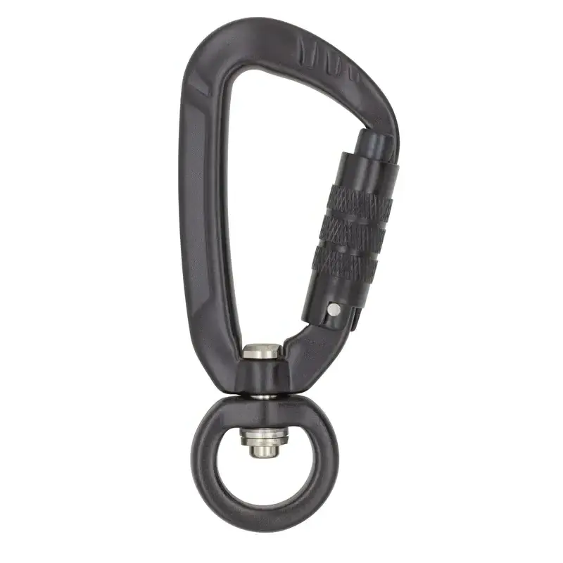 Custom Aluminum 5KN Self Locking Pear Shaped Swing Swivel Carabiners Hooks for Dog Leash