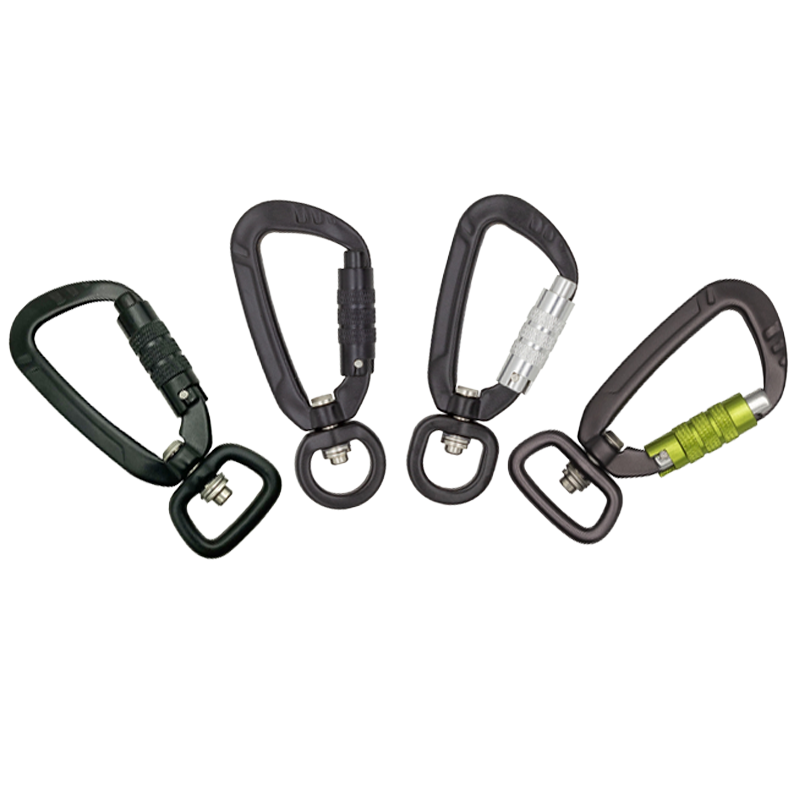 Aluminum 5KN Self Locking Pear Shaped Swing Swivel Carabiners Hooks for Dog Leash Can Custom Logo In stock