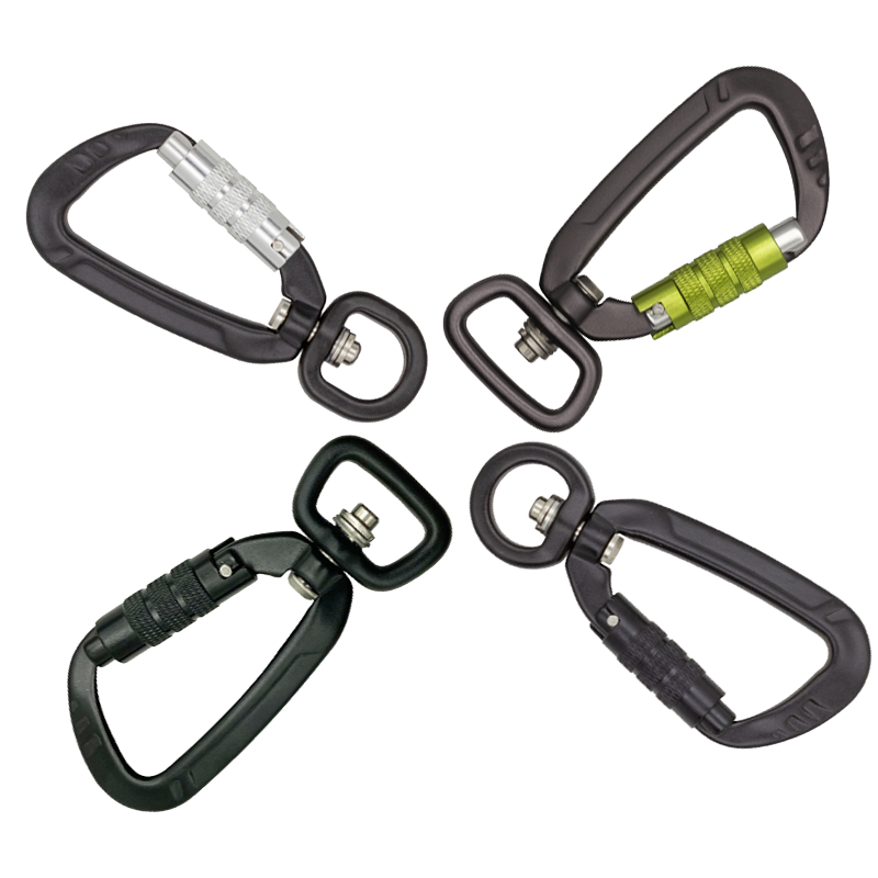 Aluminum 5KN Self Locking Pear Shaped Swing Swivel Carabiners Hooks for Dog Leash Can Custom Logo In stock