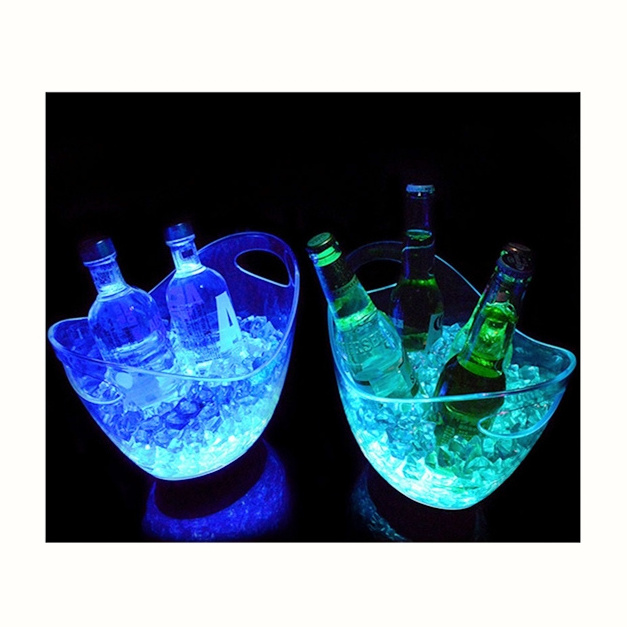 6L/1.6 Gallon Night Club Wine Bar Outdoor luminous Party LED Light glowing transparent plastic illuminated ice bucket