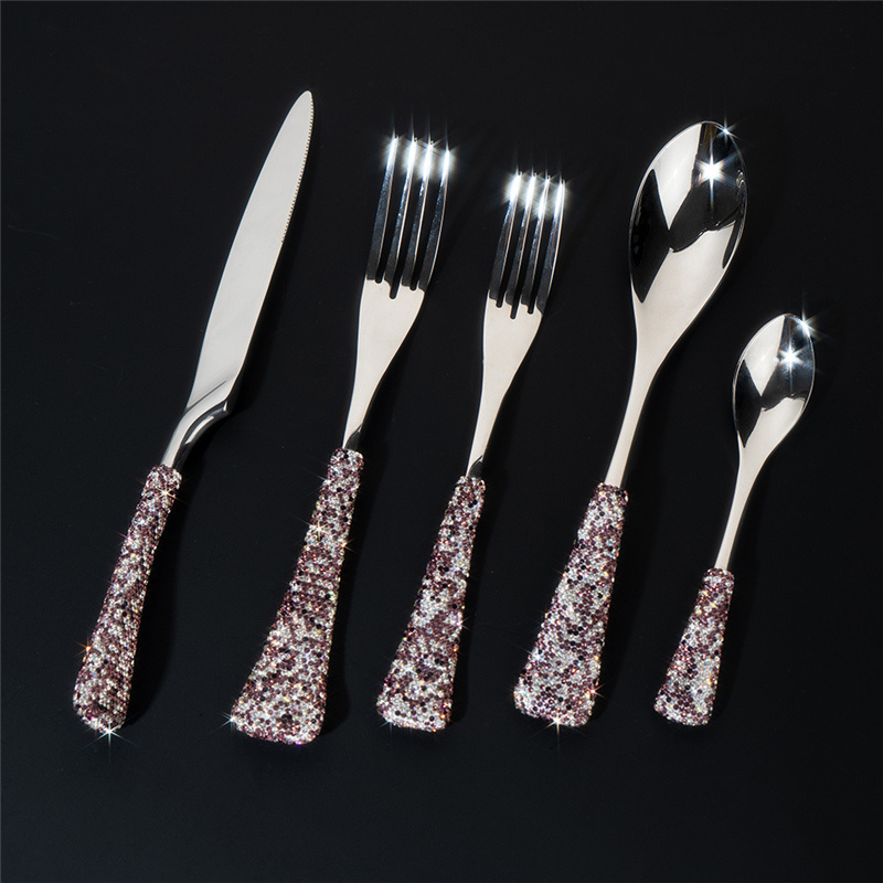 luxury crystal spotted set spoon flatware spoons forks and knives for events