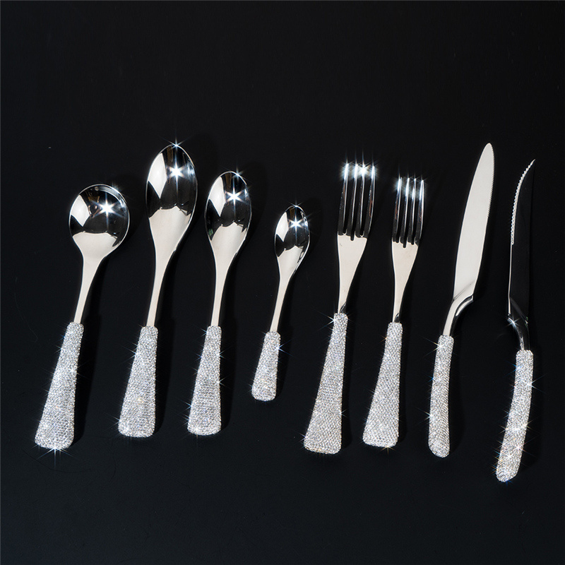 luxury crystal spotted set spoon flatware spoons forks and knives for events