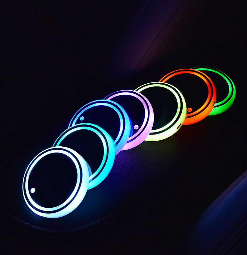 Acrylic Custom logo colorful light up car led coasters for drinks