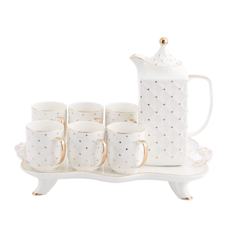 8PCS Household Kettle Bone Ceramic Gift Box White Ceramic arabic Mug Set british tea cups