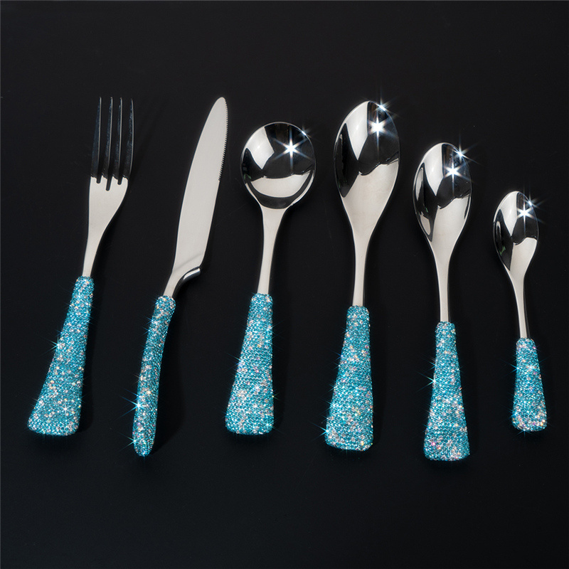 luxury crystal spotted set spoon flatware spoons forks and knives for events