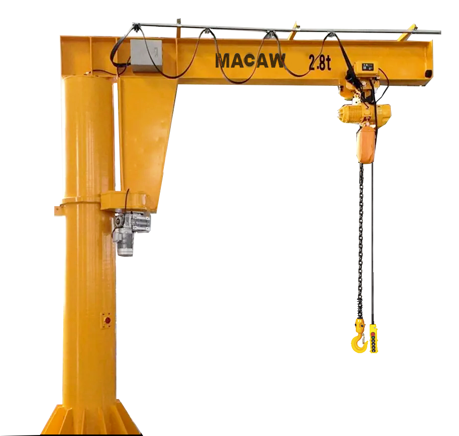 360 degree electric hoist rotating drawings floor pillar mounted slewing manual design calculation jib crane 500 kg /1500 kg