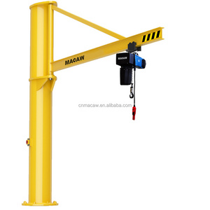 360 degree electric hoist rotating drawings floor pillar mounted slewing manual design calculation jib crane 500 kg /1500 kg