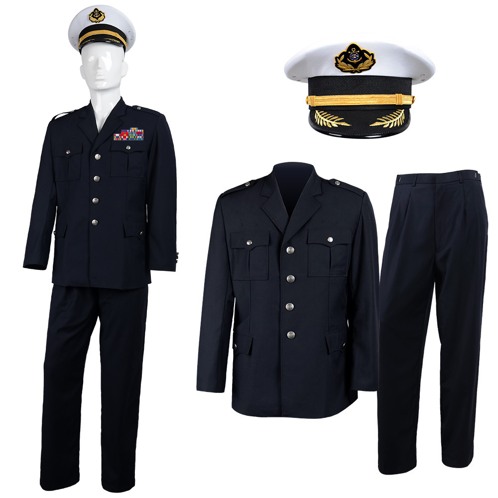 Spring Autumn Thicken Long Sleeve Black Men's Security Guard Uniform