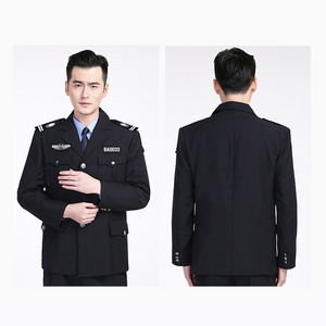 Spring Autumn Thicken Long Sleeve Black Men's Security Guard Uniform