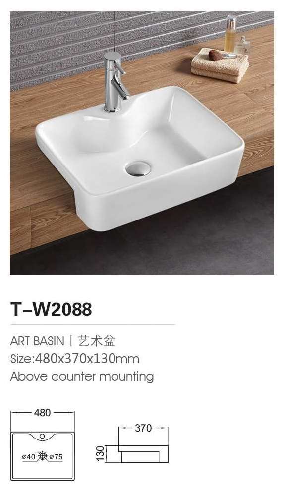 Ceramic Semi Recessed Hospital Hand Washing Sink T-K14