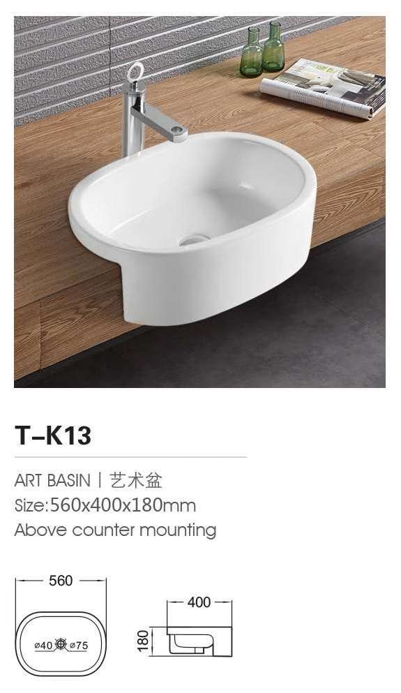 Ceramic Semi Recessed Hospital Hand Washing Sink T-K14