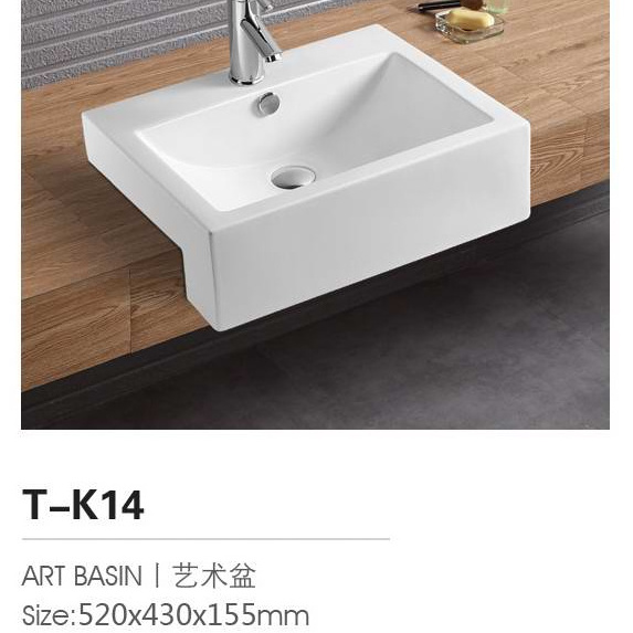 Ceramic Semi Recessed Hospital Hand Washing Sink T-K14