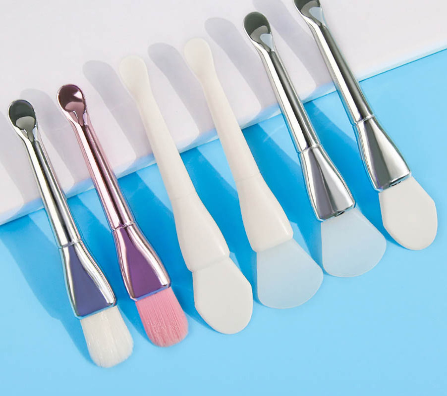 Mini small silicone applicator beauty double head face cream spatula spoon, face mask brush