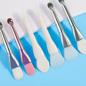 Mini small silicone applicator beauty double head face cream spatula spoon, face mask brush