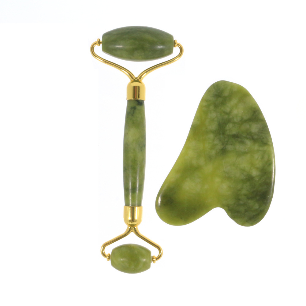 Super quality gemstone factory Face Lifting jade facial Massager 100% natural Xiuyan jade roller green Jade Roller for face