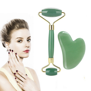 Jade Roller Gua Sha For Face Natural  Real Jade Face Roller Gua Sha Massage Set