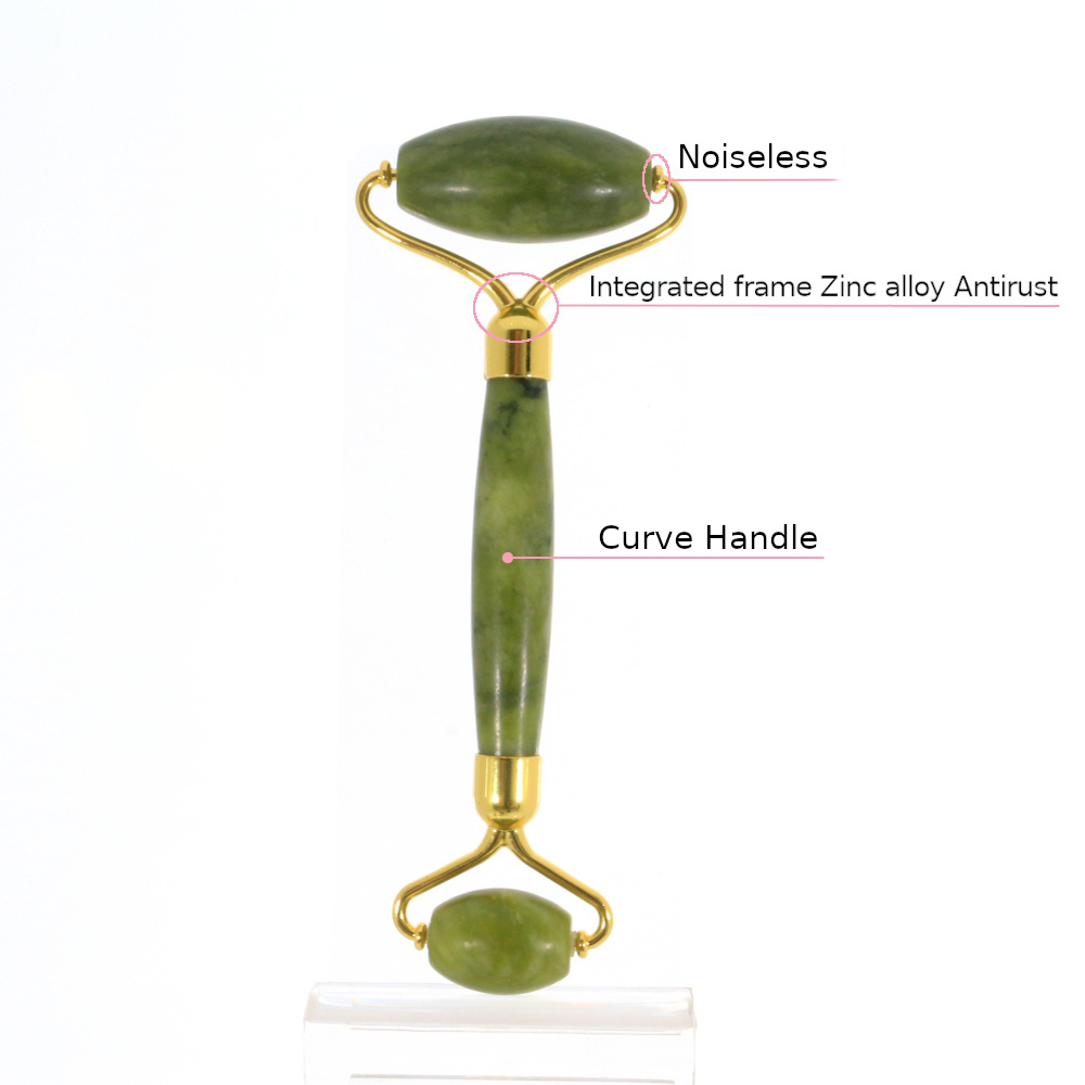 Super quality gemstone factory Face Lifting jade facial Massager 100% natural Xiuyan jade roller green Jade Roller for face