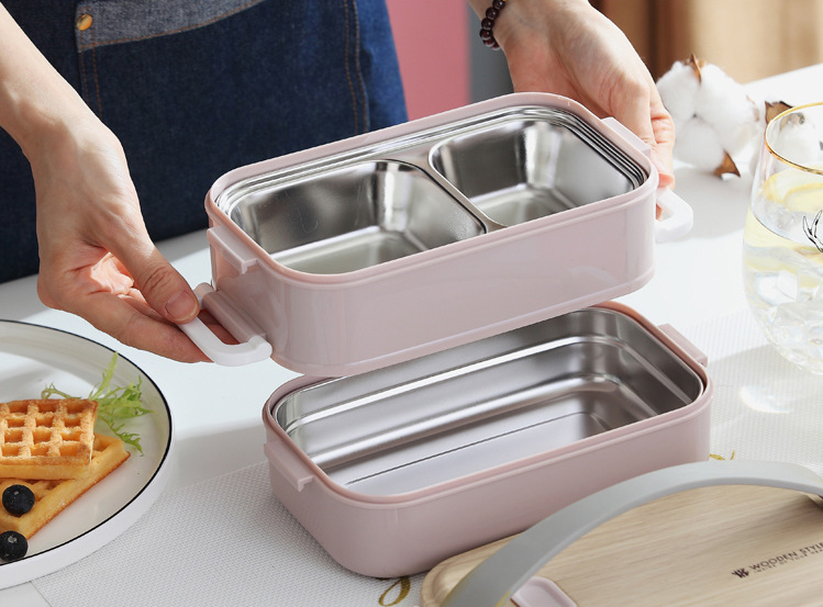 Stock Portable Stainless Steel Single/Double Layer Thermal Lunch Box