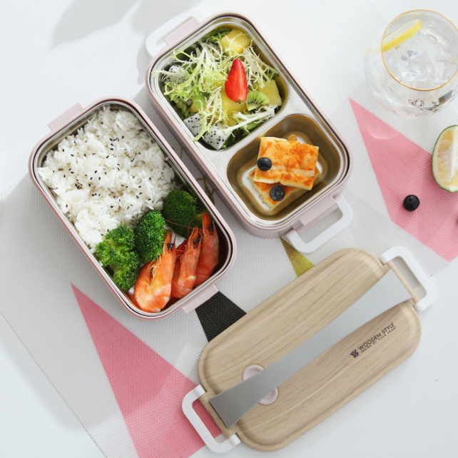 Stock Portable Stainless Steel Single/Double Layer Thermal Lunch Box