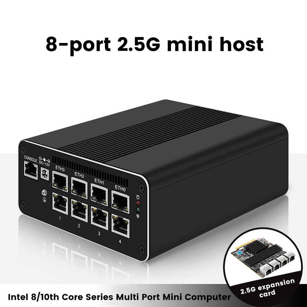 13th Gen Firewall Router 2*10G SFP 4x i226-V U300E i5 1240P 8x 2.5G LAN fanless industrial computer 2*SATA Proxmox Host Mini PCs