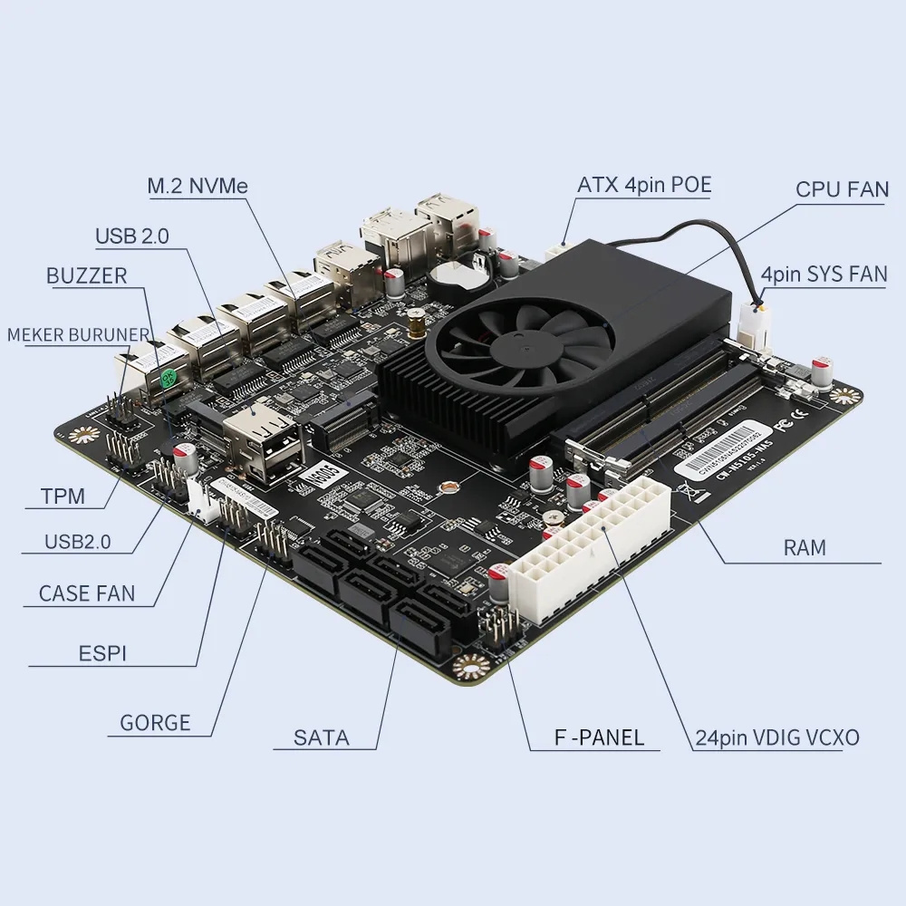 N2 Mini Pc Nas Motherboard In-tel Pentium N6005 Onboard Processor Dual Channel So-Dimm Ddr4 Low Consumption ITX Motherboard