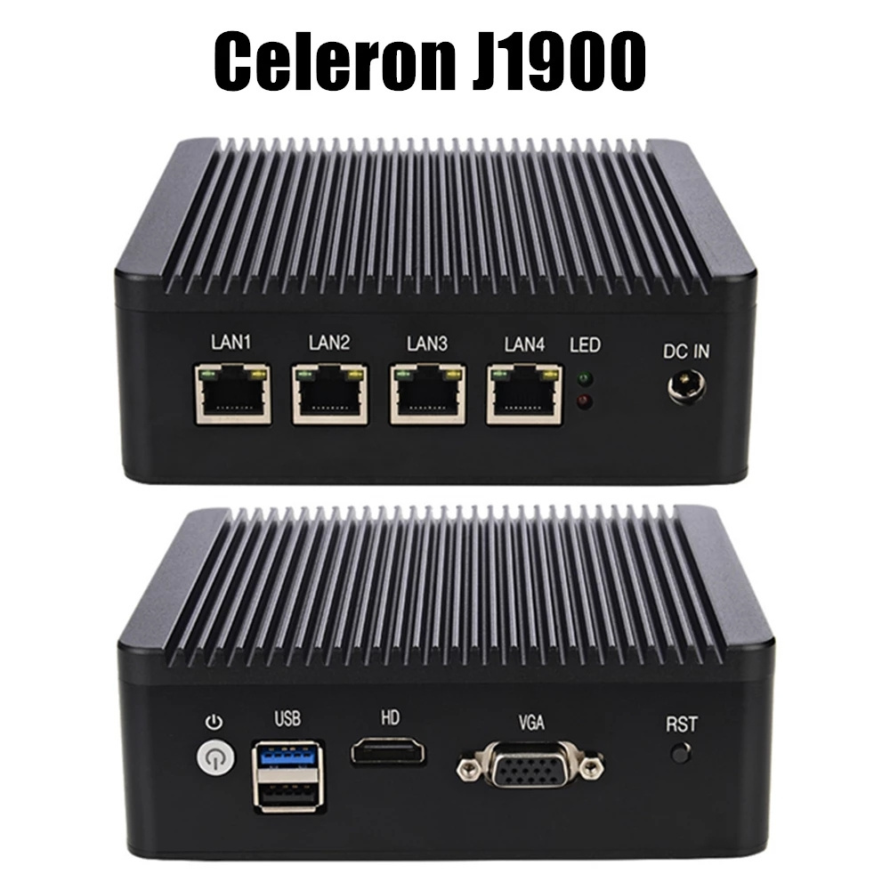 Topton Quad Core J1900 Atom E3827 4lan Nuc Barebone System 4 Multi Lan Fanless pfSsense Firewall Mini Pc computer