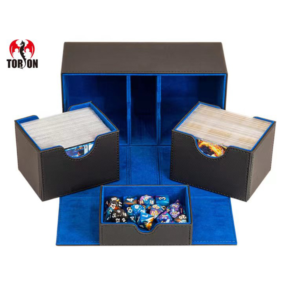 TORSON 200+ Box For Trading Cards  Pokemone Collecting Embossed Pu Deck Acrylic Playing Storage Leather Board Game Deck Box