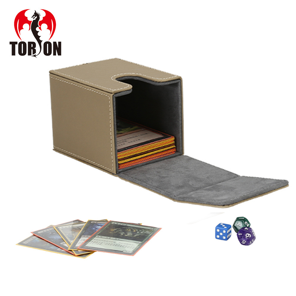 TORSON 100+ Magnet Deck Box Card Holder 100 Cards Deck Box Foldable Flip Playing Card Pu Leather Deck Box