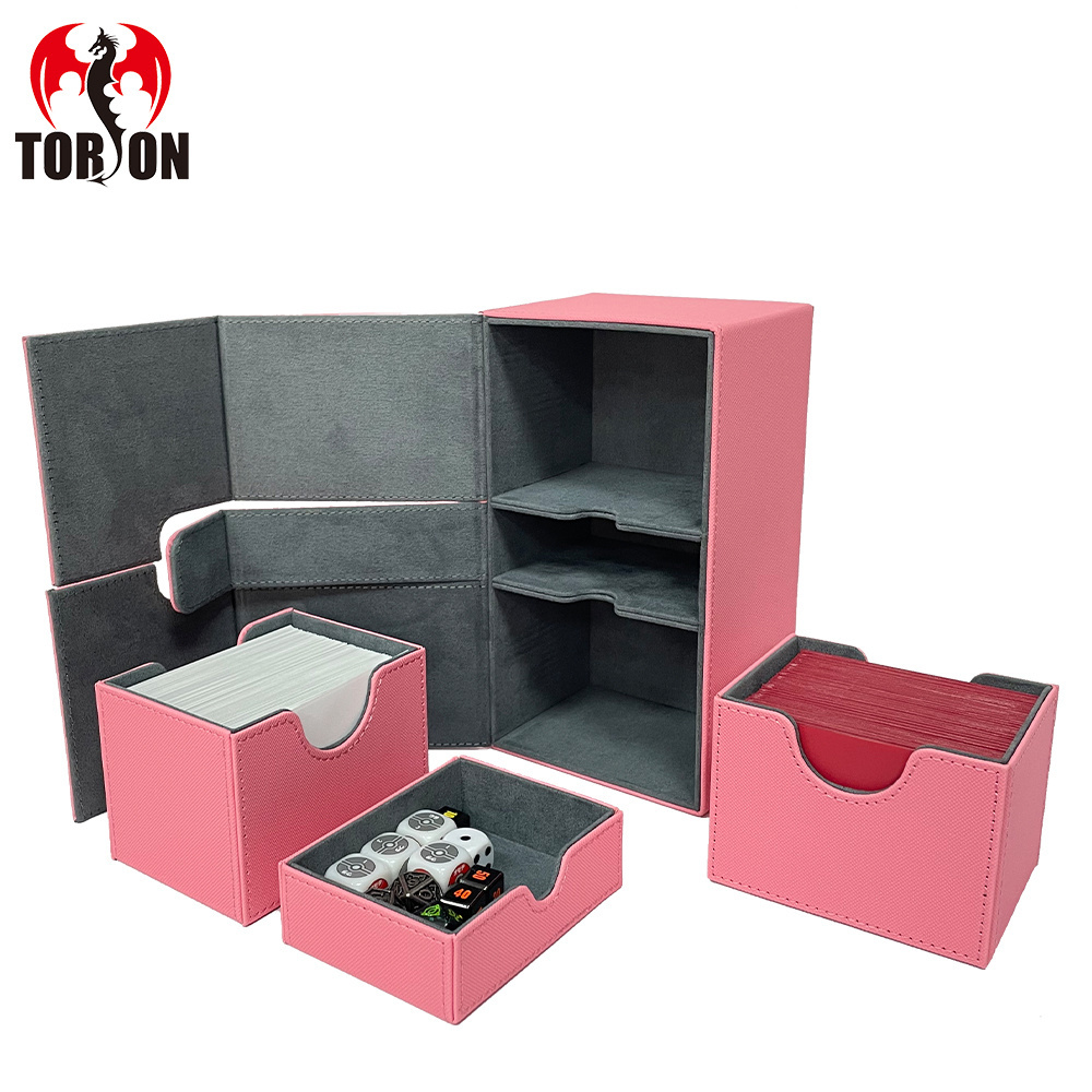 TORSON 200+ Box For Trading Cards  Pokemone Collecting Embossed Pu Deck Acrylic Playing Storage Leather Board Game Deck Box