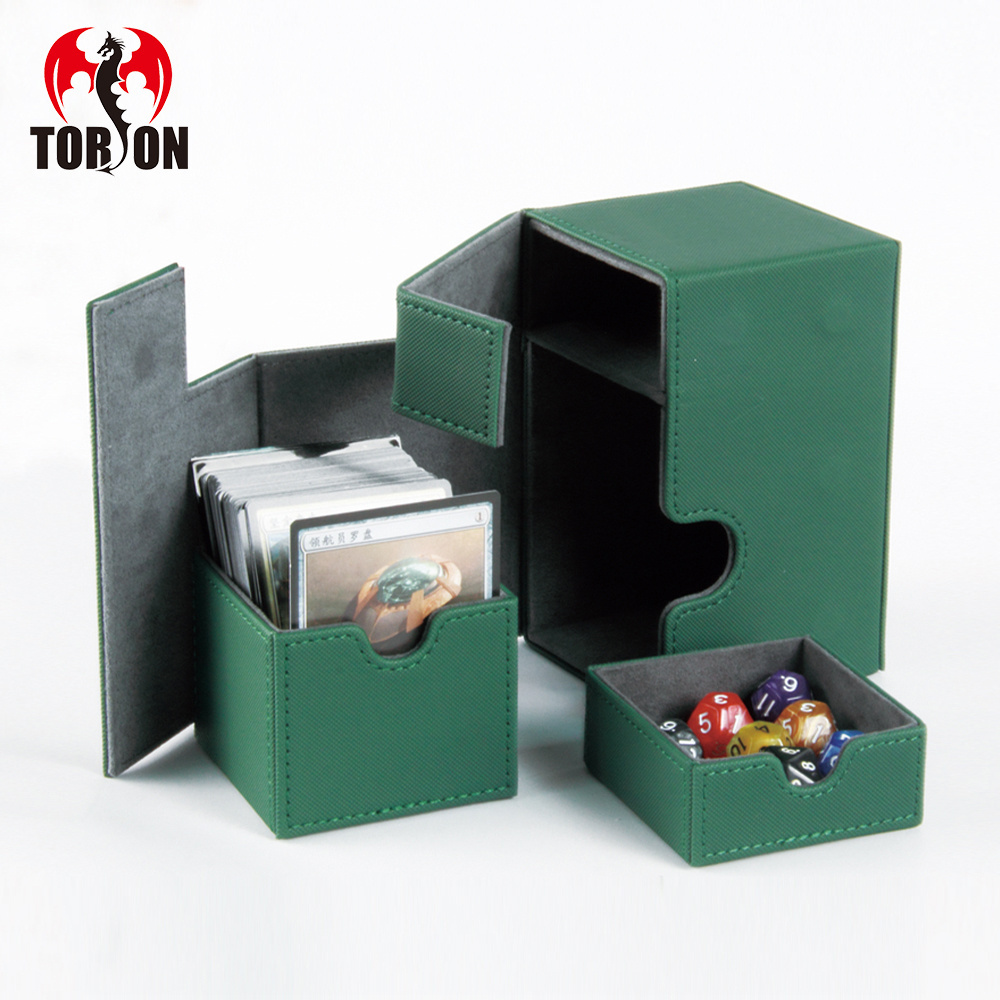 TORSON 100+ pu Card Mtg Commander Ultimate Guard Graded Plastic Tcg With Drawer Custom Printed Yugioh Vault Card Deck Box Green