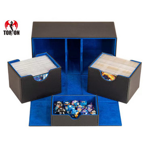 TORSON 200+ Card For Tcg Magnet Storage Pu Board Game Storage Boxes Large Card Deck Case Game Card Box