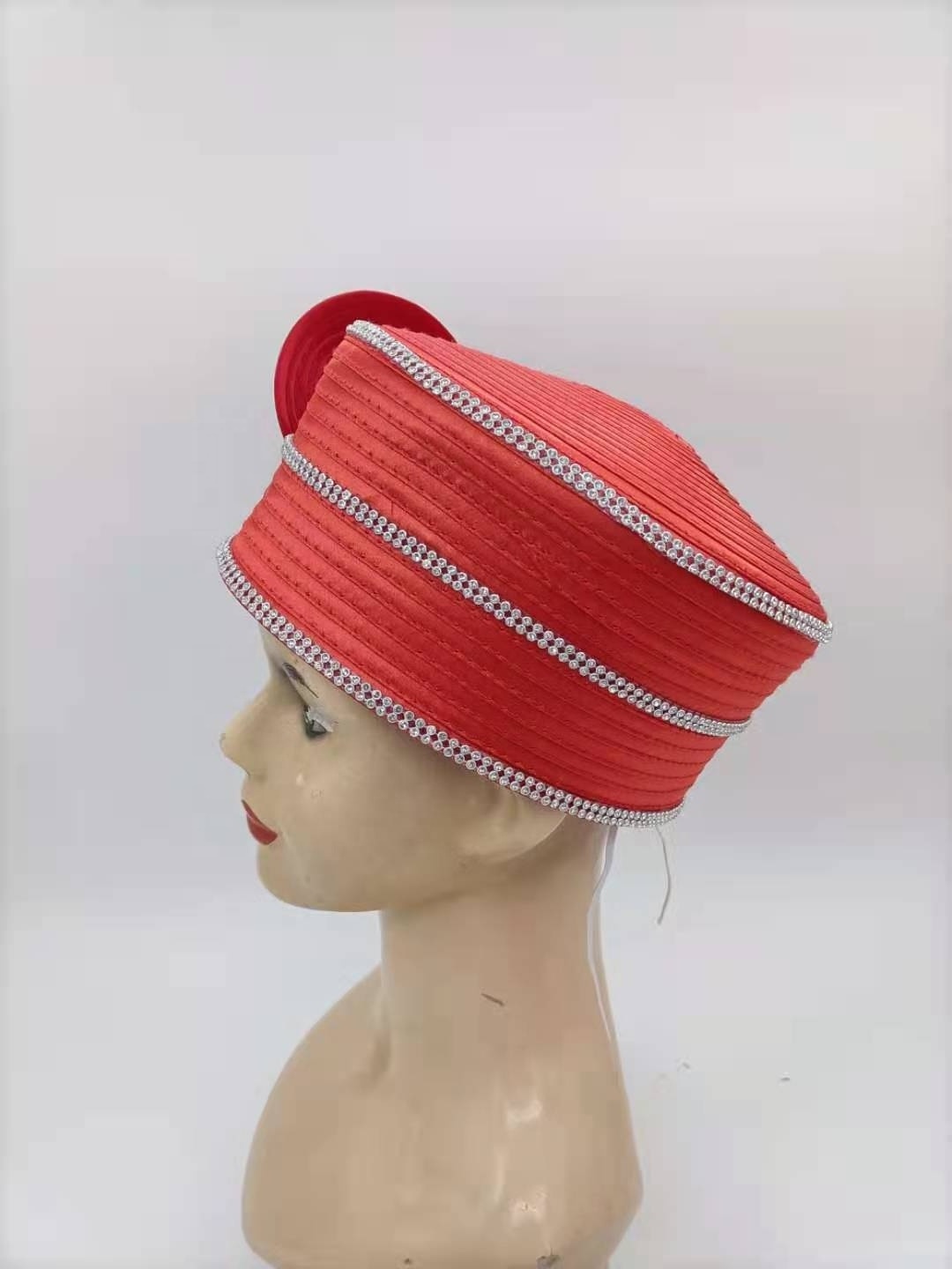 The Ribbon satin red hat Fashion Wide Brim Formal Party  lady church new elegant women top hat