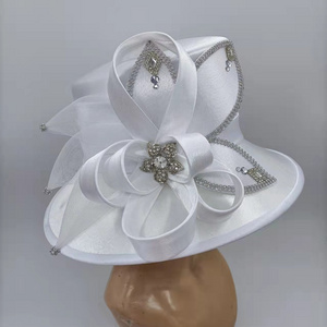 The High Quality  Hot Sale Quality White White Formal Party lady Church Hat Wholesale New Elegant Women For Mother 's