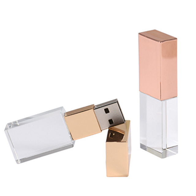 hot rose gold glass usb and box