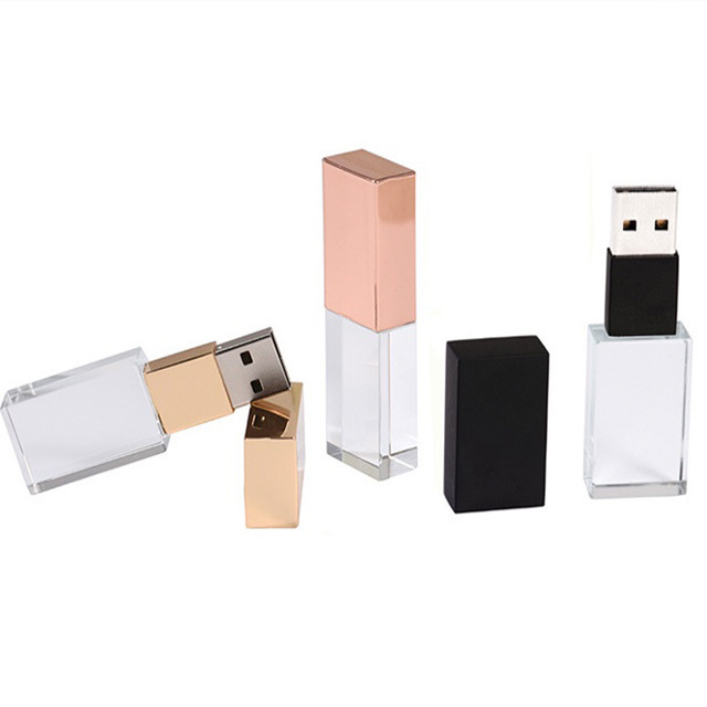 hot rose gold glass usb and box