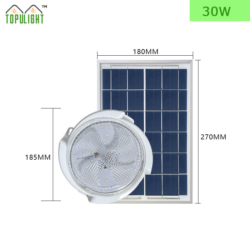 Hot selling solar indoor ceiling 30w 60w solar ceiling lamp ip20 household  led light with solar panel