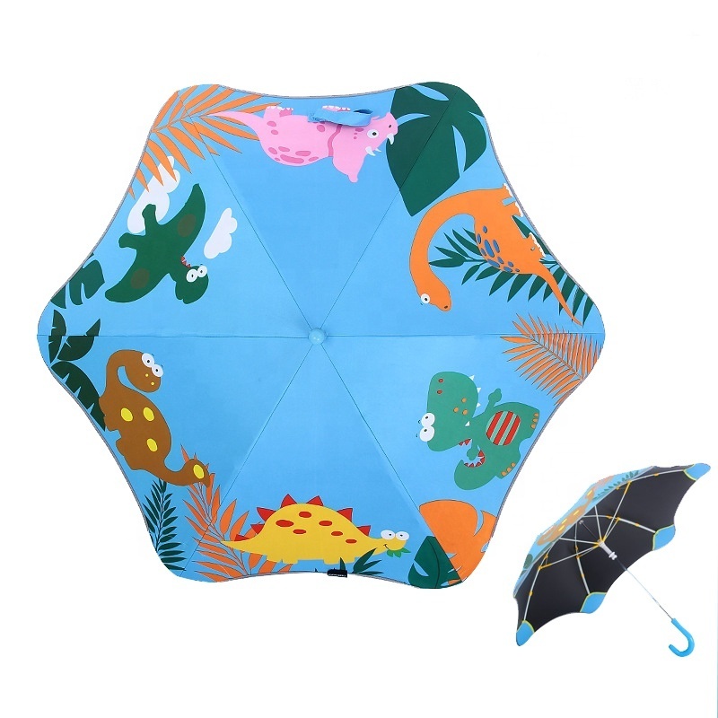 Safety Reflective Fancy Design Kid Umbrella UV Protection Children Stick Umbrella with Cartoon Pattern