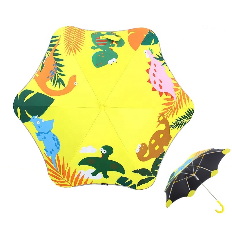 Safety Reflective Fancy Design Kid Umbrella UV Protection Children Stick Umbrella with Cartoon Pattern