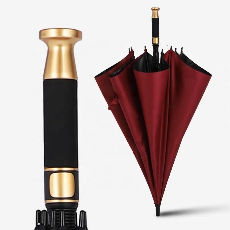 Hot Sale Business Man Straight Umbrella Golf Umbrella Advertising High Quality Umbrella With Gold Handle topumbrella