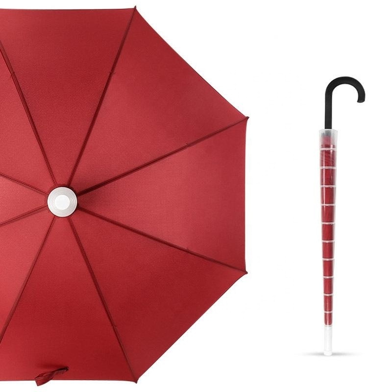 2022 New Design Waterproof J Handle Straight Umbrella Auto Open Stick Umbrella with Plastic Cover